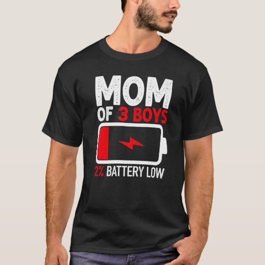 T-shirt Maman de 3 garçons Batterie basse de Son Fils Fête (Devant)