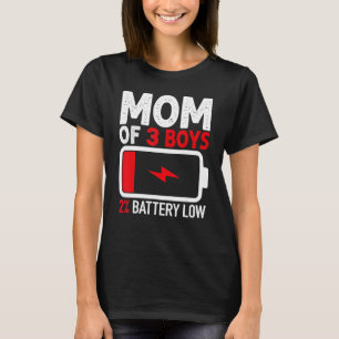 T-shirt Maman de 3 garçons Batterie basse de Son Fils Moth