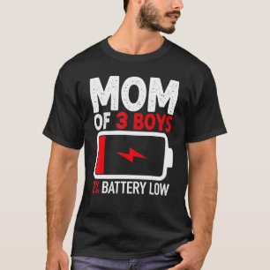 T-shirt Maman de 3 garçons Batterie basse de Son Fils Moth