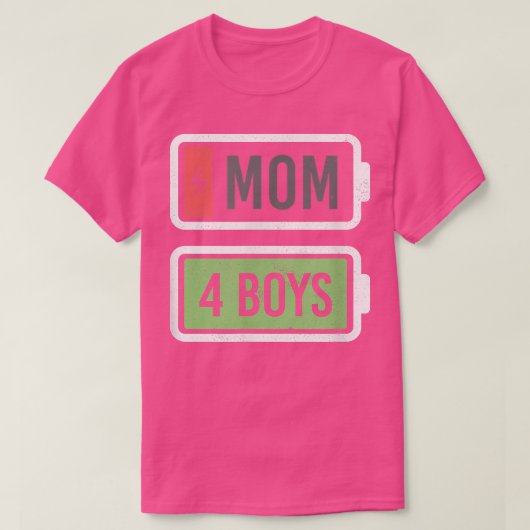 T-shirt Maman de 4 garçons Faible Batterie Recharge Funny (Design devant)