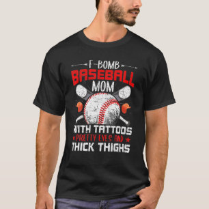 T-shirt Maman de baseball avec tatouages et jolis yeux qui