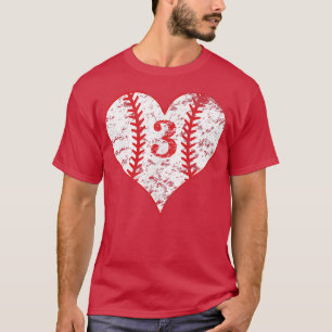 T-shirt Maman de baseball d'amour vintage 3 Cœur de baseba