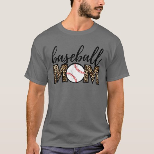 T-shirt Maman de baseball Leopard Funny Softball Maman's D (Devant)