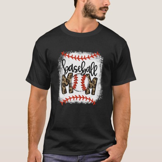 T-shirt Maman de baseball Leopard Funny Softball Maman's D (Devant)