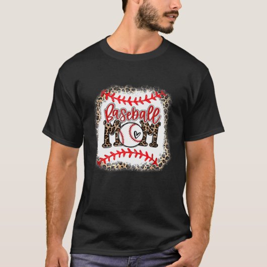 T-shirt Maman de baseball Leopard Funny Softball Maman's D (Devant)