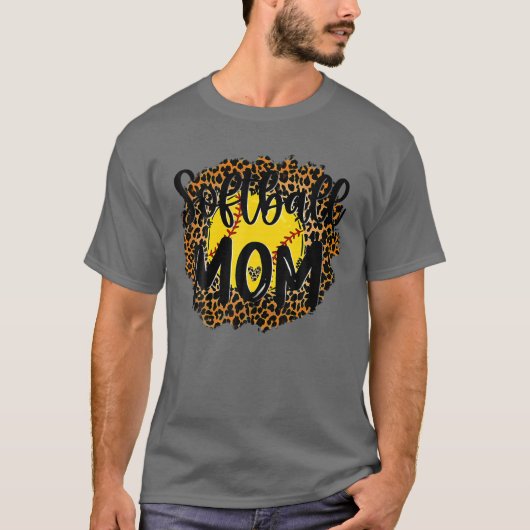 T-shirt Maman de baseball Leopard Tee Softball Mama Da de  (Devant)