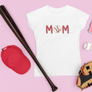 T-shirt Maman de baseball Red Polka Dot Baseball Heart