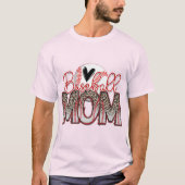 T-shirt Maman de Baseball Rose Clair (Devant)