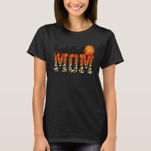 T-shirt Maman De Basket-Ball Avec Leopard Et Coeur Rouge P