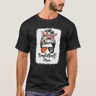 T-shirt Maman de basket-ball Vintage Leopard Messy Bun Ble