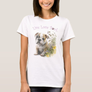 T-shirt Maman de Bulldog Fleurie