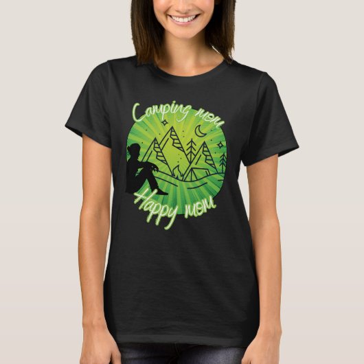 T-shirt Maman de camping - maman heureuse, tee cercle vert (Devant)