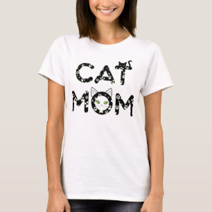 T-shirt "Maman de chat mignon" avec empreintes de