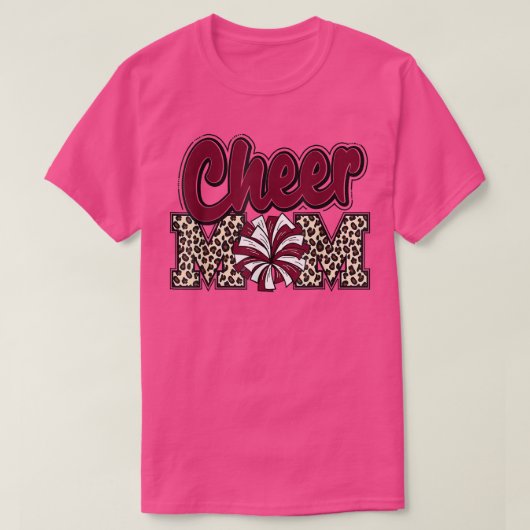 T-shirt Maman de Cheerleader Lettres Léopard Marron Cheer  (Design devant)