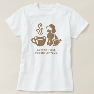 T-shirt Maman de Chien Caniche Amateur de Café Minimaliste