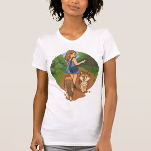 T-shirt Maman de Chien Mignon Marchant avec des Chiots sur