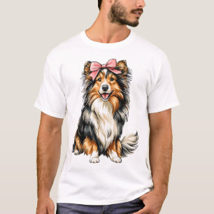 T-shirt Maman de chiens de berger Shetland aux rubans coqu