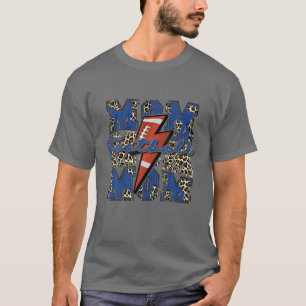 T-shirt Maman de football, Feu de football Bleu léopard