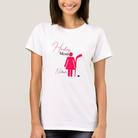 T-shirt Maman de hockey rose chaud (Devant)