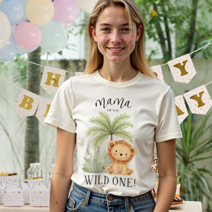 T-shirt Maman de la Fête Sauvage Jungle Safari 1er Anniver