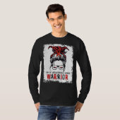 T-shirt Maman de la maladie de Hirschsprung Messy Bun Ribb (Devant entier)
