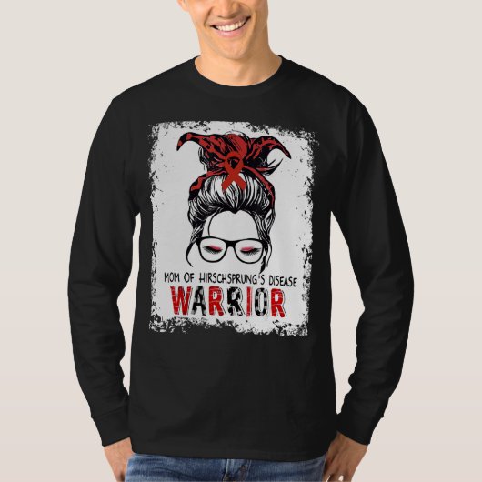 T-shirt Maman de la maladie de Hirschsprung Messy Bun Ribb (Devant)