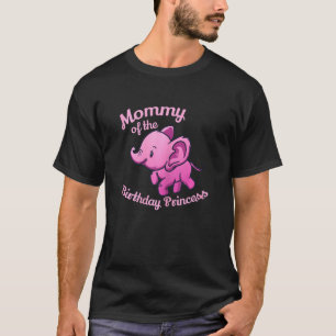 T-shirt Maman de la princesse d'anniversaire fille éléphan