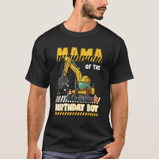 T-shirt Maman De L'Anniversaire Boy Construction Excavator (Devant)