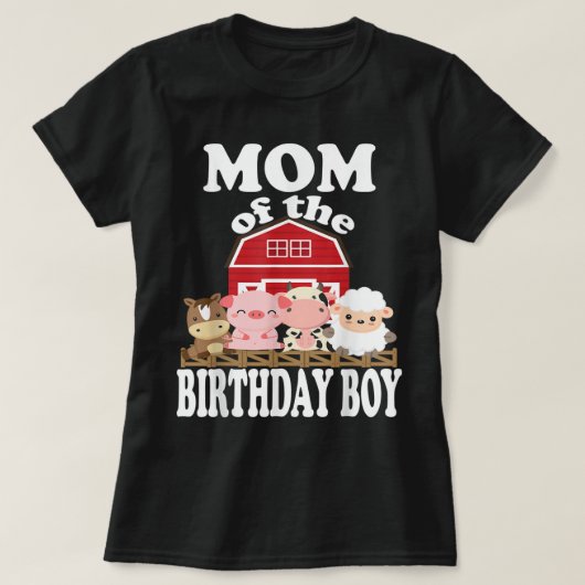 T-shirt Maman De L'Anniversaire Boy Farming Animals B day  (Design devant)