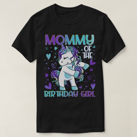 T-shirt Maman de l'anniversaire fille Flossing Unicorn Mam (Design devant)