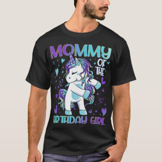 T-shirt Maman de l'anniversaire fille Flossing Unicorn Mam