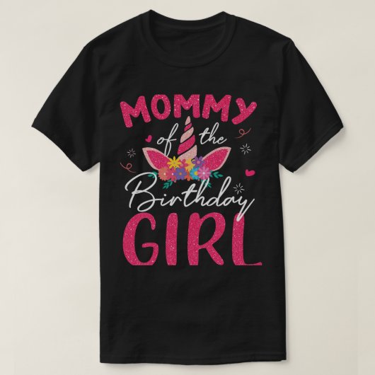 T-shirt Maman De L'Anniversaire Filles Mère Unicorn Fleur (Design devant)