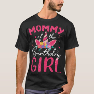 T-shirt Maman De L'Anniversaire Filles Mère Unicorn Fleur