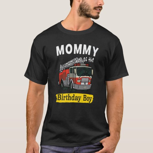 T-shirt Maman De L'Anniversaire Garçon Pompier Pompier Bir (Devant)