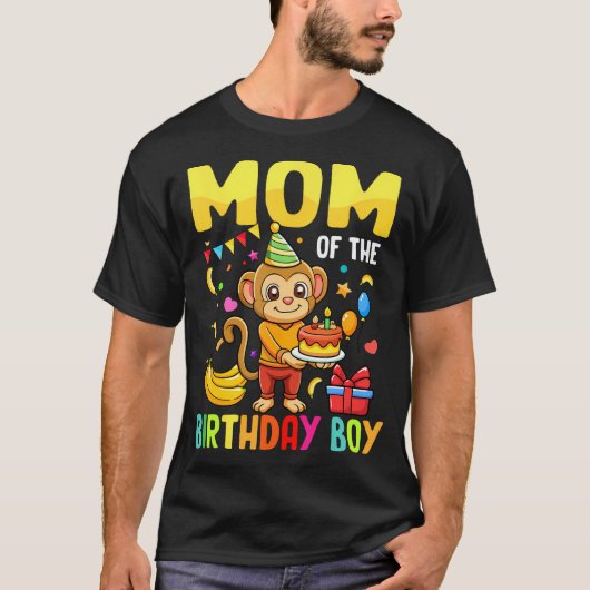T-shirt Maman De L'Anniversaire Garçon Singe Anniversaire  (Devant)