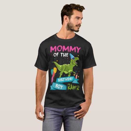 T-shirt Maman de l'anniversaire garçon T-Rex RAWR Dinosaur (Devant entier)