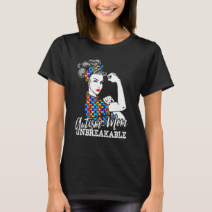 T-shirt Maman de l'autisme incassable Bun en désordre Sens