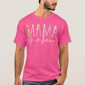 T-shirt Maman de quatre Maman de 4 Mère de joli design flo