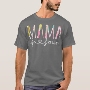T-shirt Maman de quatre mignonnes Floral Design Maman de 4