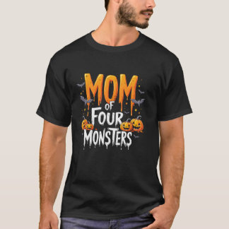T-shirt Maman de quatre monstres Halloween Art