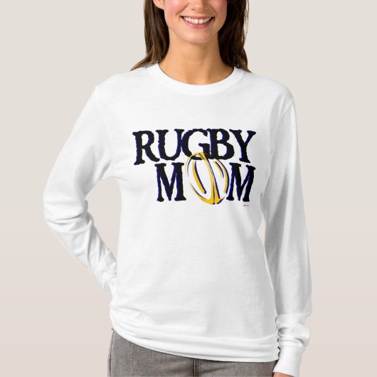 T-shirt Maman de rugby (bleu et or) (Devant)
