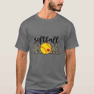 T-shirt Maman de softball Leopard Baseball Amateurs de spo