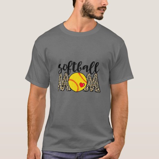 T-shirt Maman de softball Leopard Baseball Amateurs de spo (Devant)