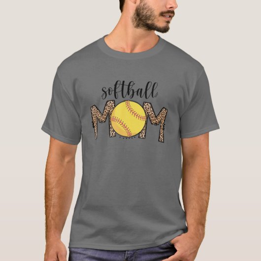 T-shirt Maman de softball Leopard Funny Baseball Maman D (Devant)