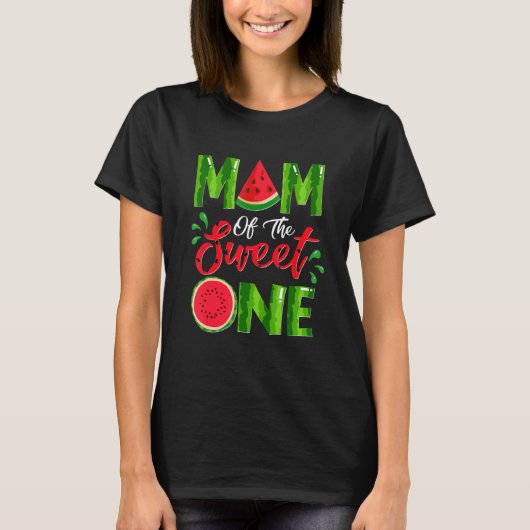 T-shirt Maman De Sweet One Birthday Watermelon Matching (Devant)