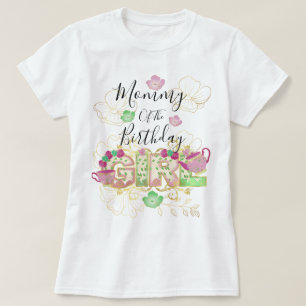 T-shirt Maman de Tea Party Anniversaire Fille  Floral