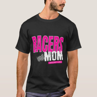 T-shirt Maman des coureurs Drapeau à damier Maman de cours