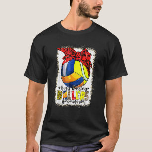 T-shirt Maman Des Deux Tennis De Volleyball Busy Raising B