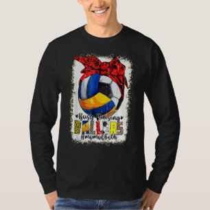 T-shirt Maman Des Deux Volleyball Soccer Occupé Raising Ba