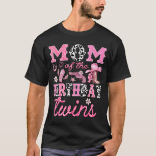 T-shirt Maman des jumeaux d'anniversaire Cowgirl Rodeo Wes